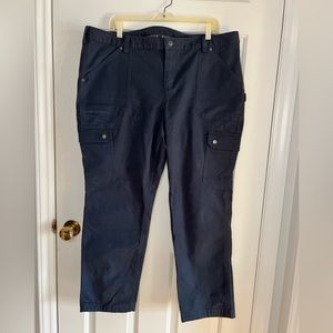 Duluth Trading Curve Setter Cargo Pants Navy Blue Stretch Canvas Womens Size…